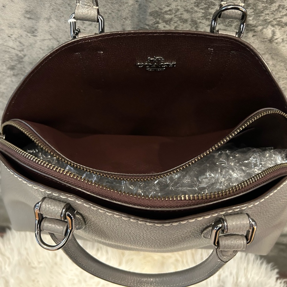 Coach Silver Leather Satchel - Picture 8 of 12